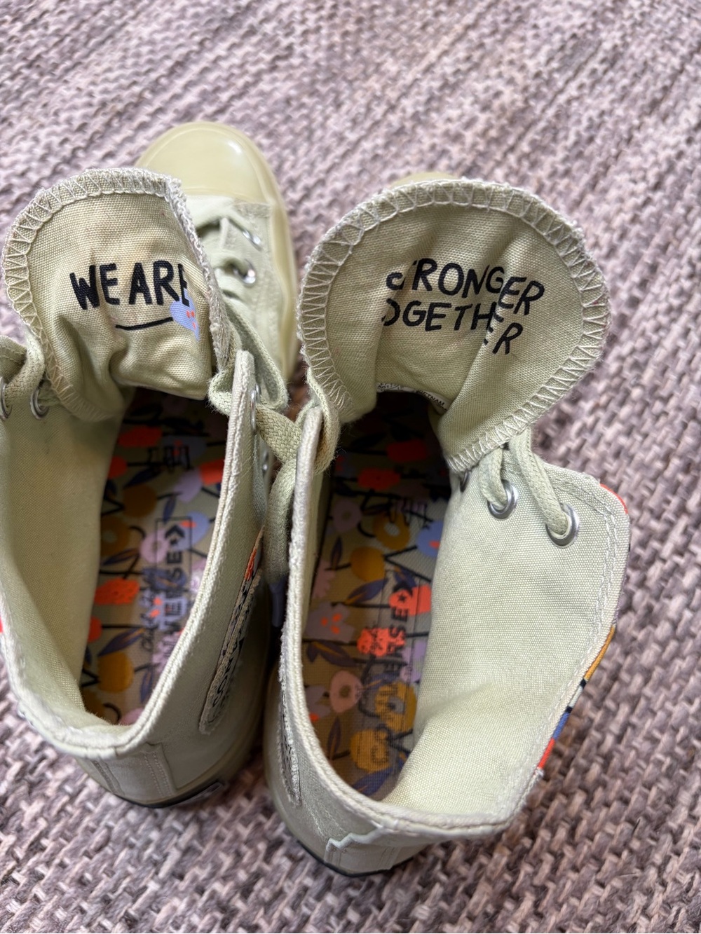 Converse Chuck 70 High “We are All Stronger Together” Sneaker Green Floral - Picture 8 of 10